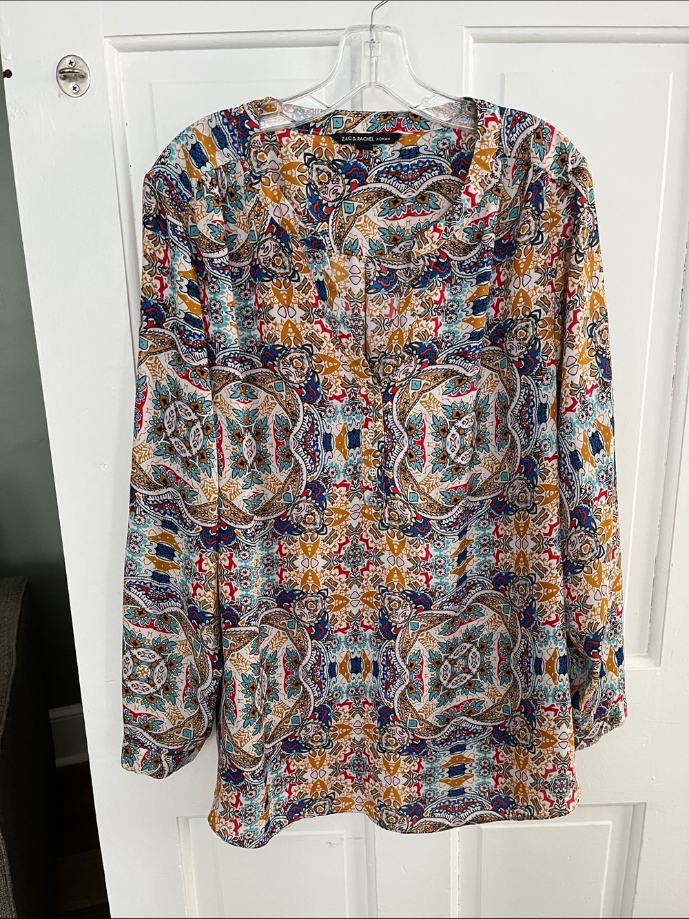 Zac & Rachel Woman Silky Paisley Print Blouse 2X